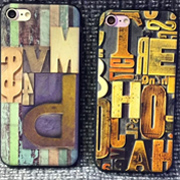 For iphone6/6s wood grain mobile phone case with relief sculpture & colored drawing