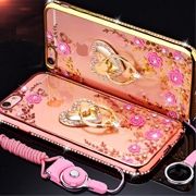 For iphone5/5s rhinestones shinning TPU mobile phone case with ring holder 