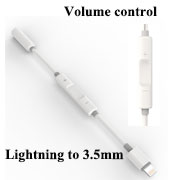 Lightningg to 3.5mm Headphone Jack Adapter with volume control for iPhone 7 